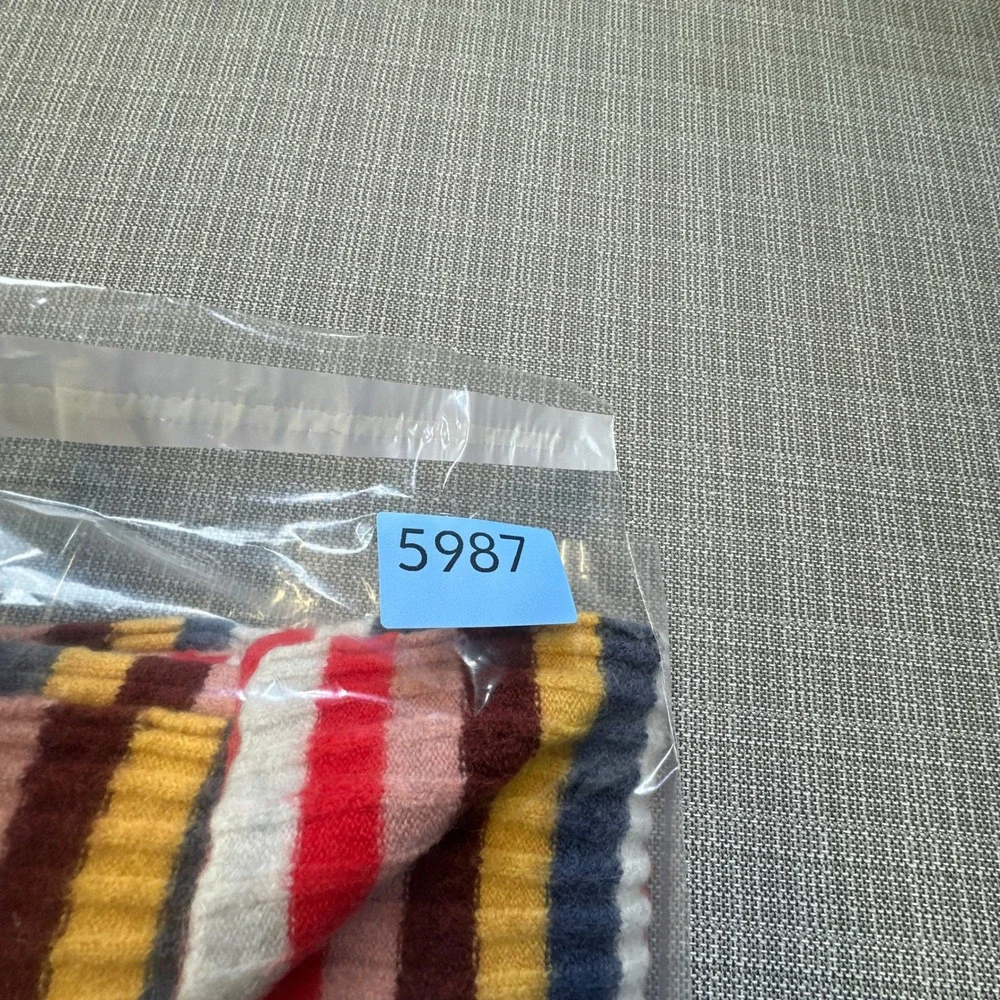 Madewell Womens Alpaca Blend Multicolor Stripe Ribbed Knit Scarf Winter 82x14